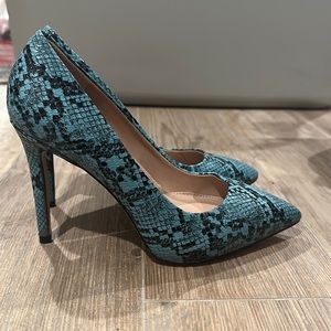 BCBGeneration Light Blue Snake Skin Heels